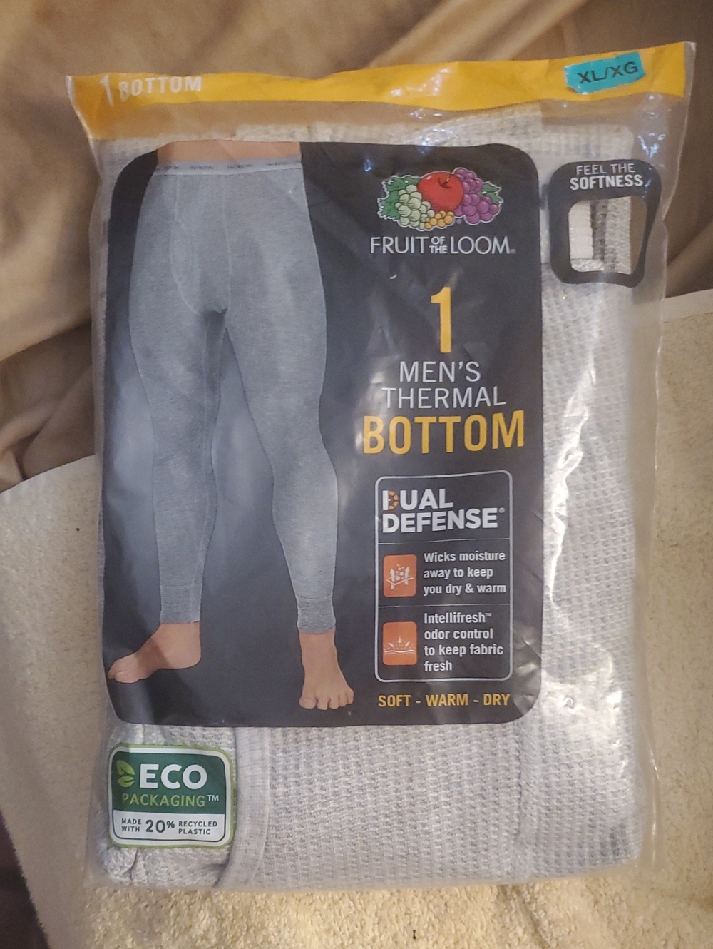 Fruit of the Loom Men's Thermal Bottoms - Gray